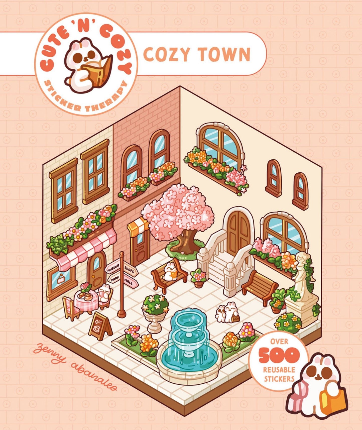 Cute 'n' Cozy Sticker Therapy: Cozy Town Cover Image