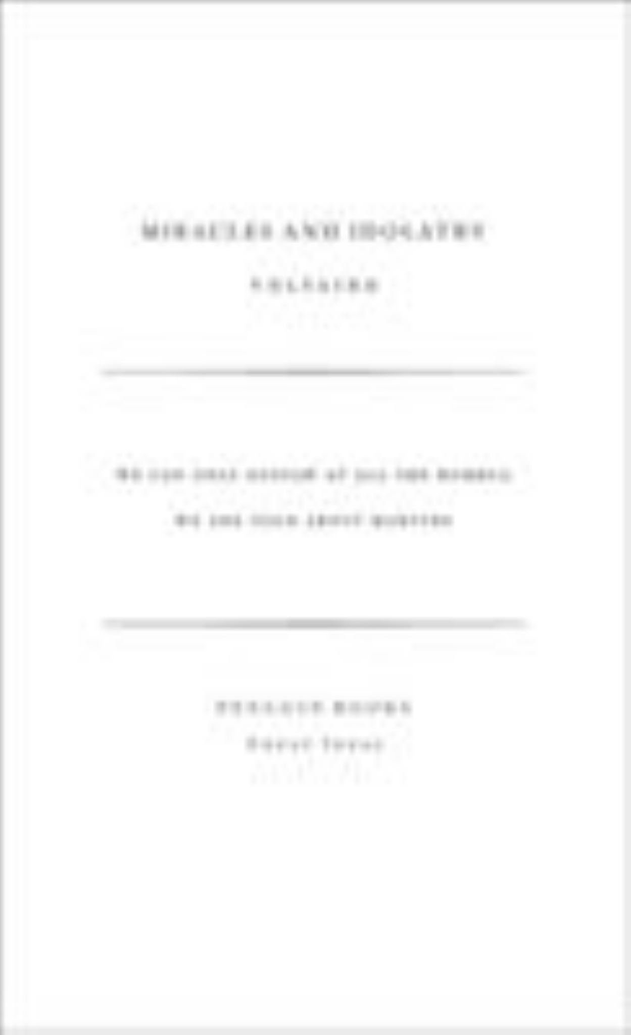 Miracles and Idolatry Cover Image